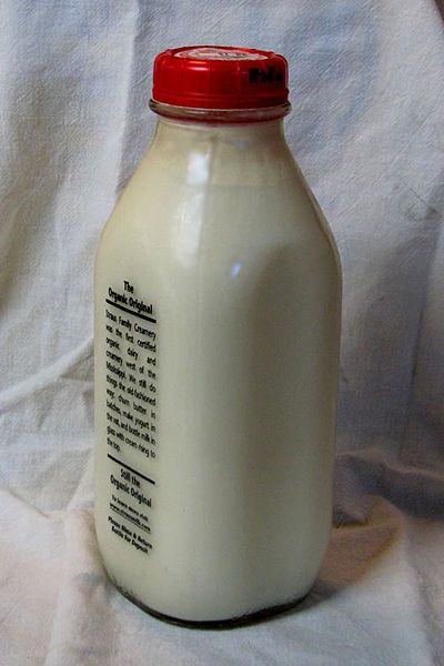 Bottle of raw milk